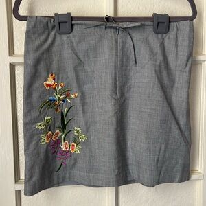 Vivienne Tam Embroidered Gray Mini Skirt S